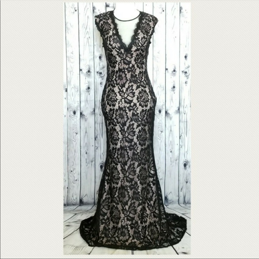 Black and Nude Long Formal Gown